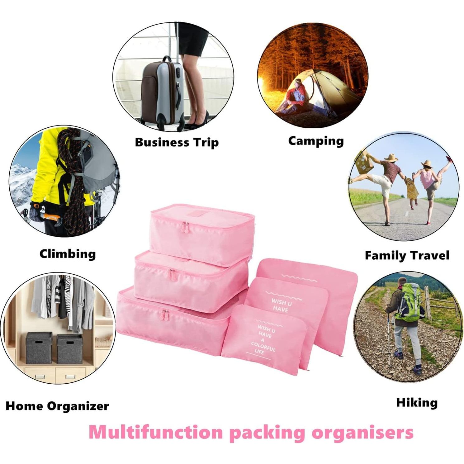 6 Cubos de Empaque GUIFIER Rosa para Viajes y Lavandería