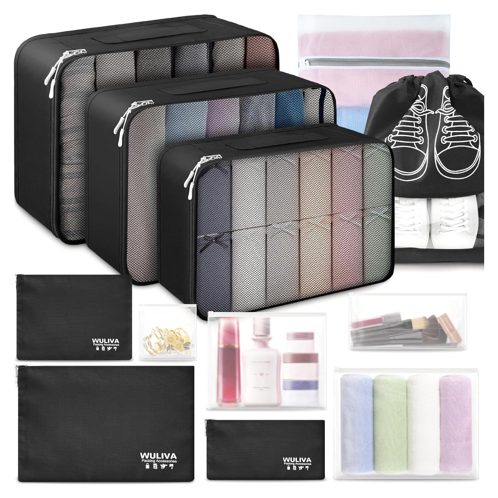 Set de 12 Cubos de Empaque WULIVA para Viaje Negro