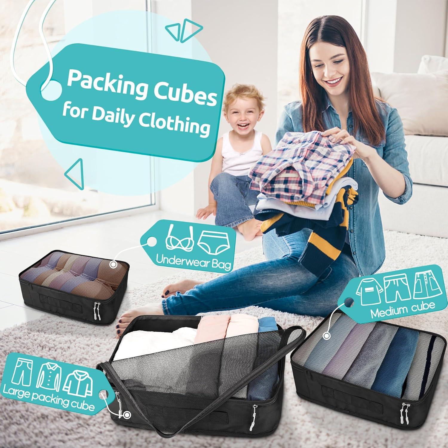 Set de 12 Cubos de Empaque WULIVA para Viaje Negro