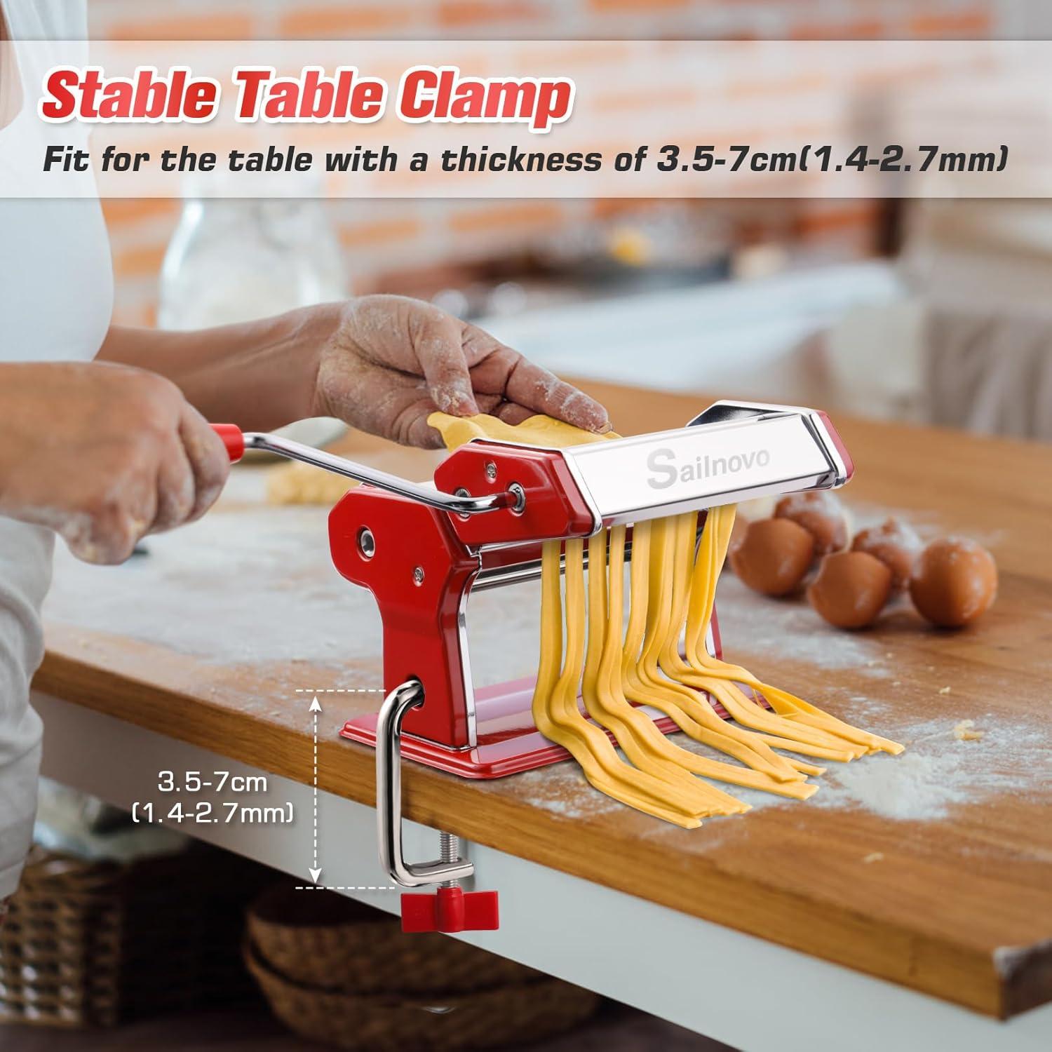 Sailnovo Máquina de Hacer Pasta Manual 2 en 1 con 9 Grosor