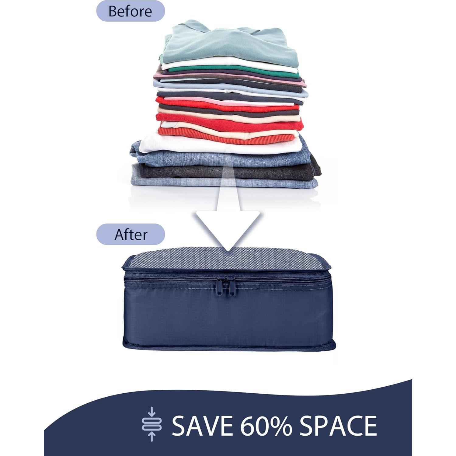 Cubos de Empaque DIMJ - 8 Piezas para Viaje Azul Marino