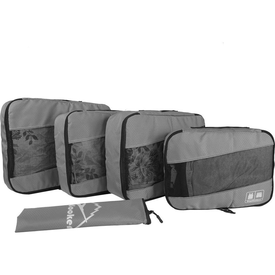 Set de 5 Cubos de Empaque para Viaje Organizador Gris