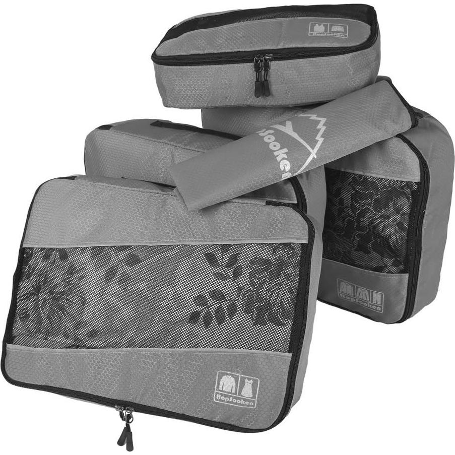 Set de 5 Cubos de Empaque para Viaje Organizador Gris