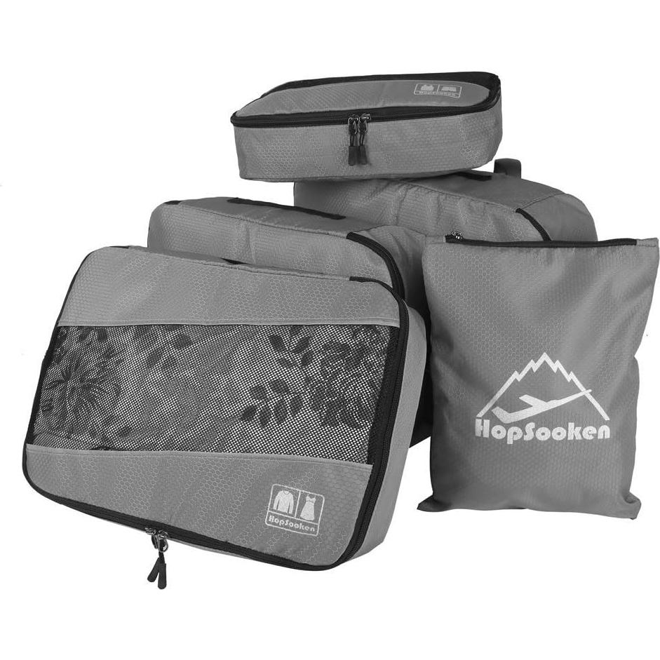 Set de 5 Cubos de Empaque para Viaje Organizador Gris