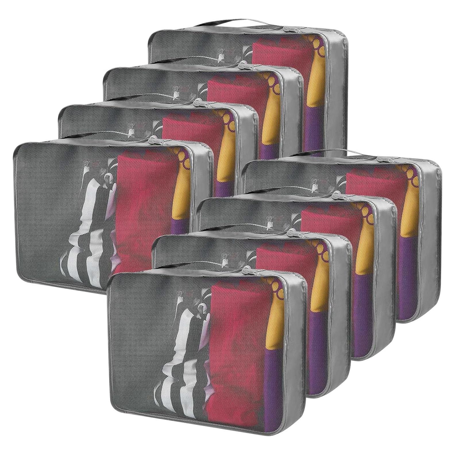 Silkfly 8 Pcs Cubos de Empaque XL para Viaje 45x33 cm Gris