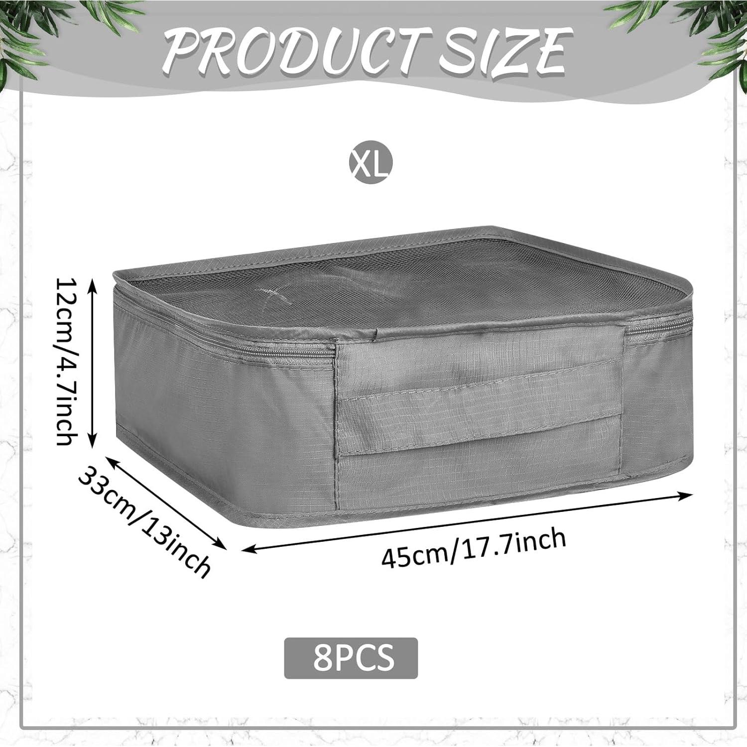 Silkfly 8 Pcs Cubos de Empaque XL para Viaje 45x33 cm Gris