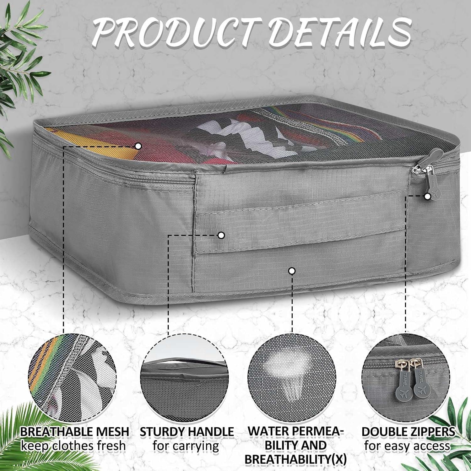 Silkfly 8 Pcs Cubos de Empaque XL para Viaje 45x33 cm Gris