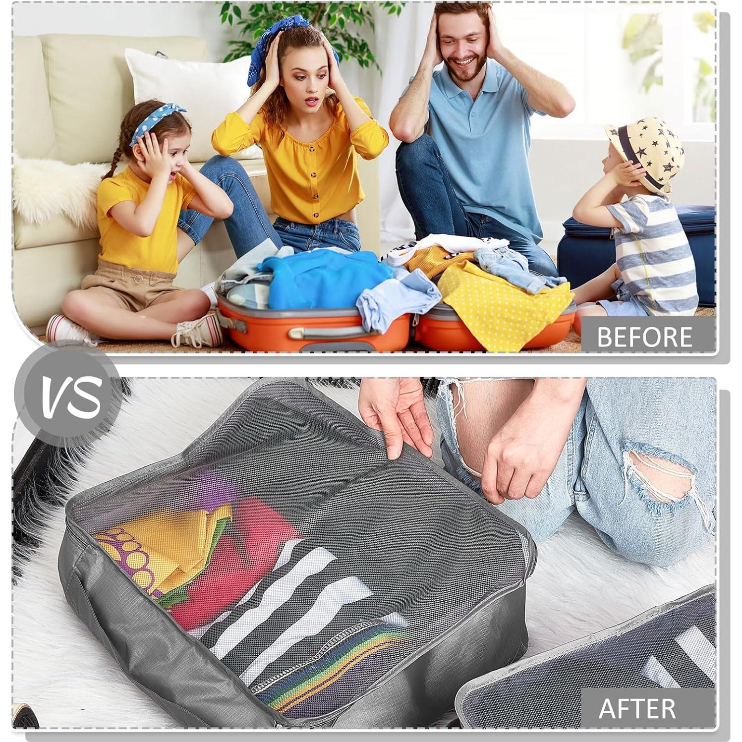 Silkfly 8 Pcs Cubos de Empaque XL para Viaje 45x33 cm Gris