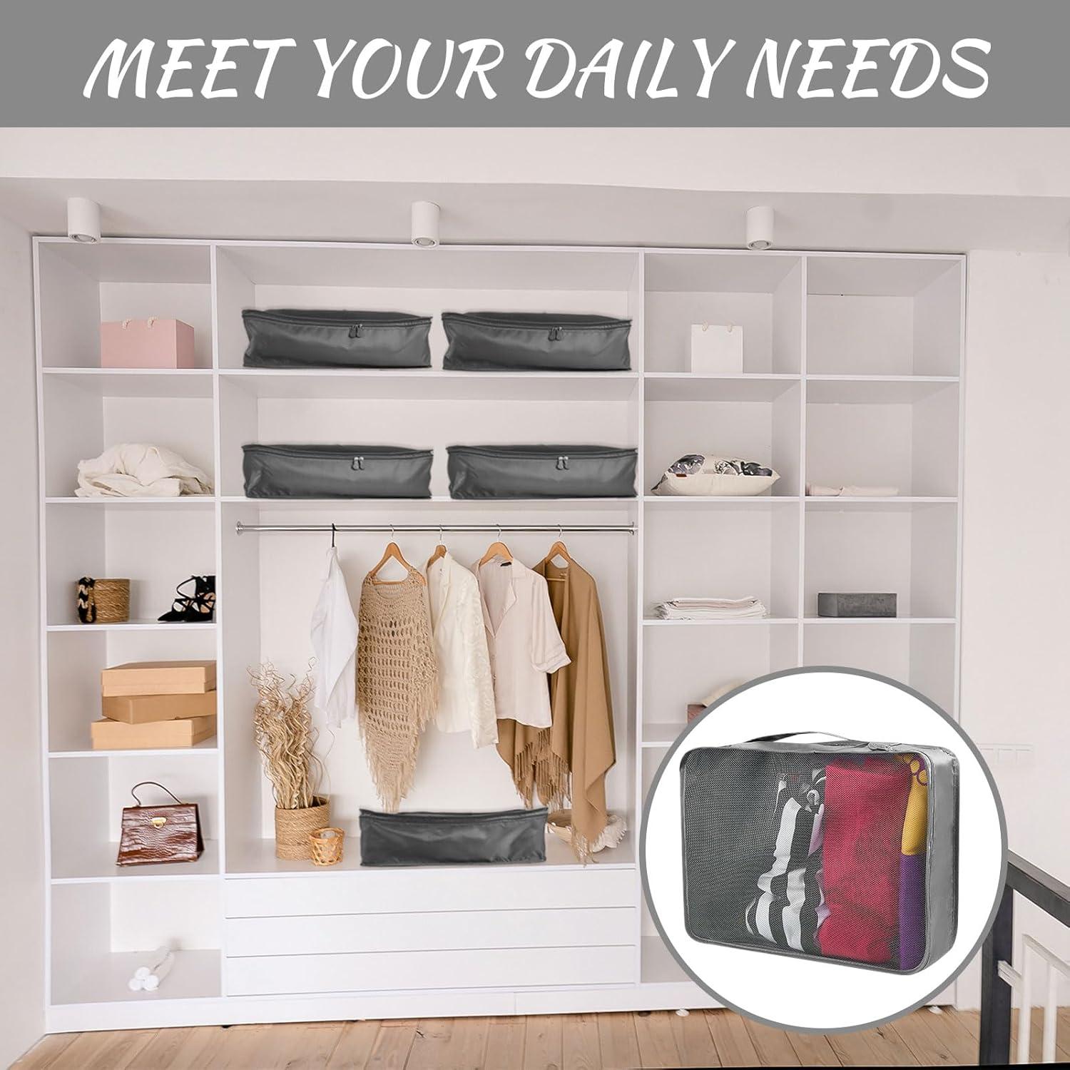 Silkfly 8 Pcs Cubos de Empaque XL para Viaje 45x33 cm Gris