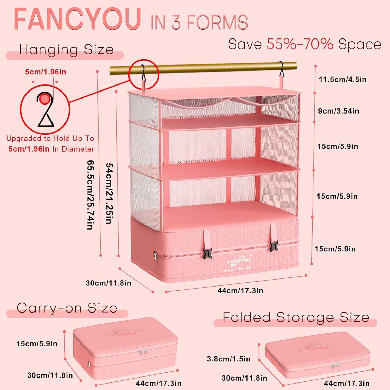 Cubos de Empaque Colgantes Fancyou XL Rosa 43x30x61 cm