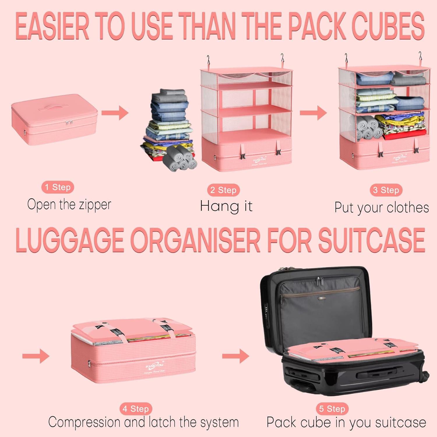 Cubos de Empaque Colgantes Fancyou XL Rosa 43x30x61 cm