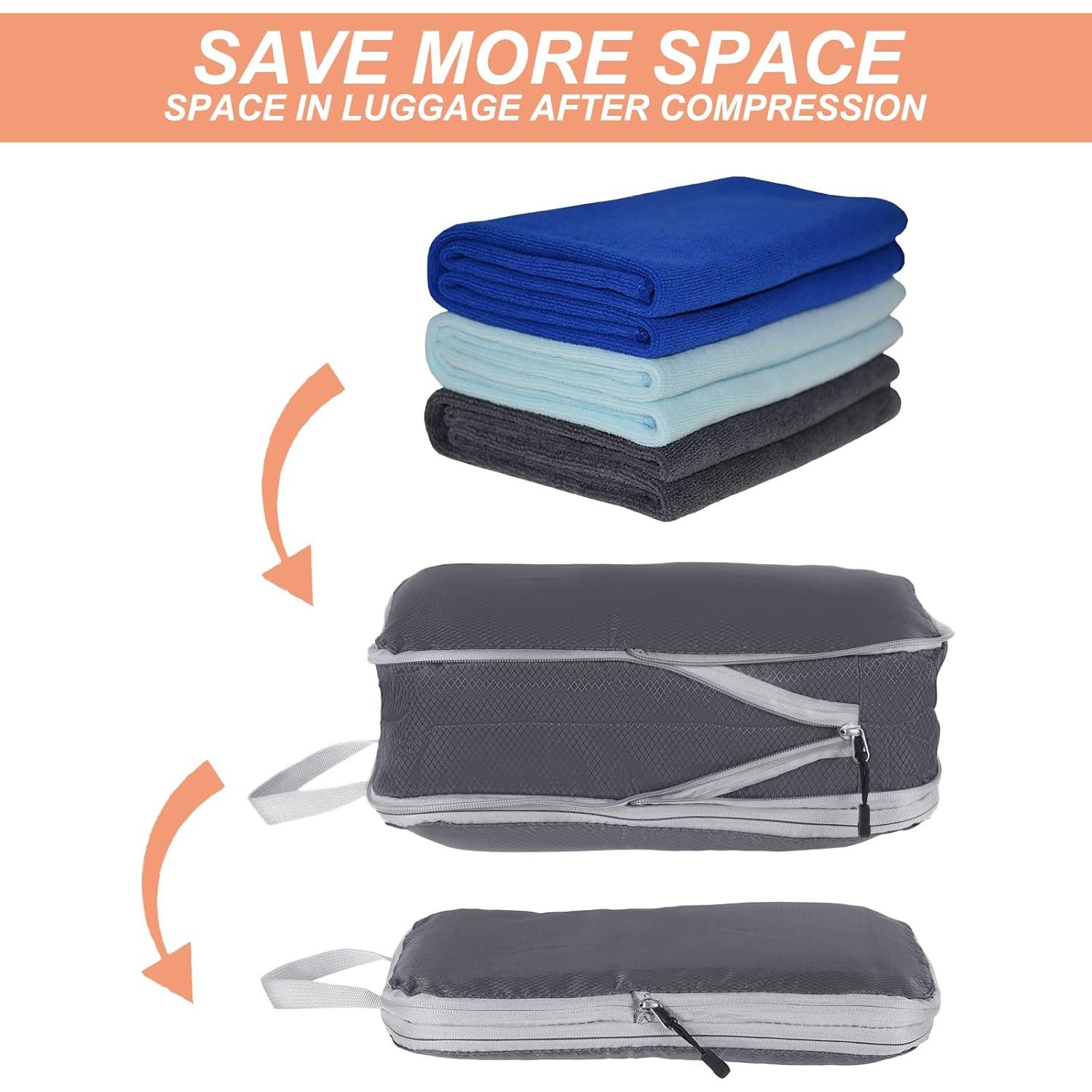 Cubo de Compresión PATIKIL 4 Set Nylon Impermeable Gris