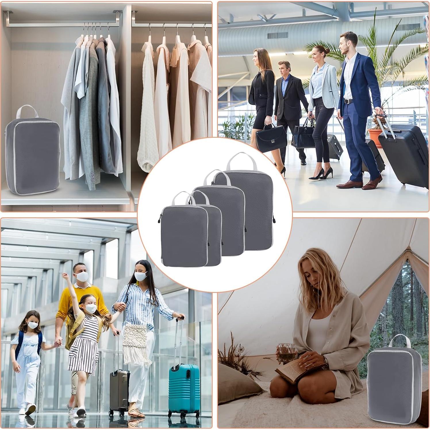 Cubo de Compresión PATIKIL 4 Set Nylon Impermeable Gris