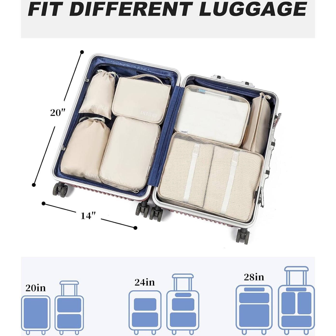 Organizador de Equipaje ANPICKO 10 Piezas Beige Poliester