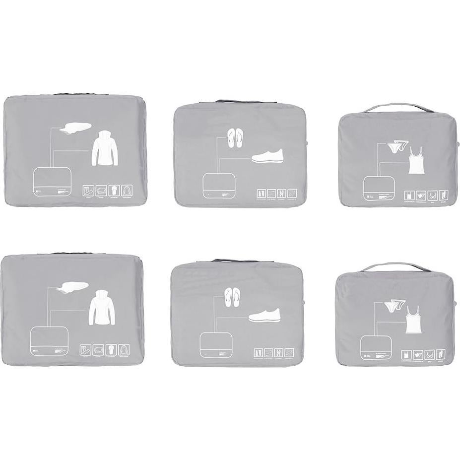 Juego de Cubos de Empaque Vallilan 6 Piezas Gris 24 Pulgadas