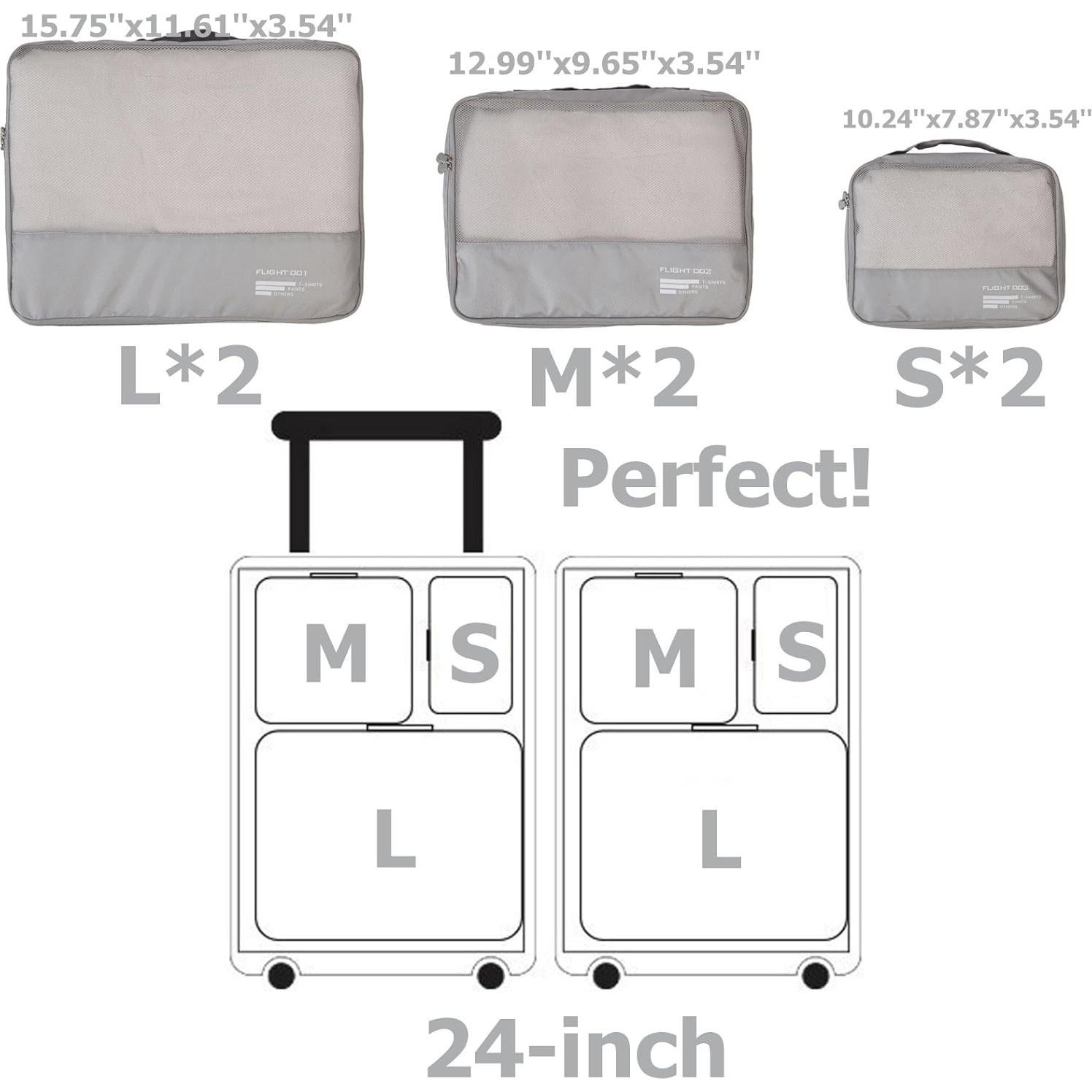 Juego de Cubos de Empaque Vallilan 6 Piezas Gris 24 Pulgadas