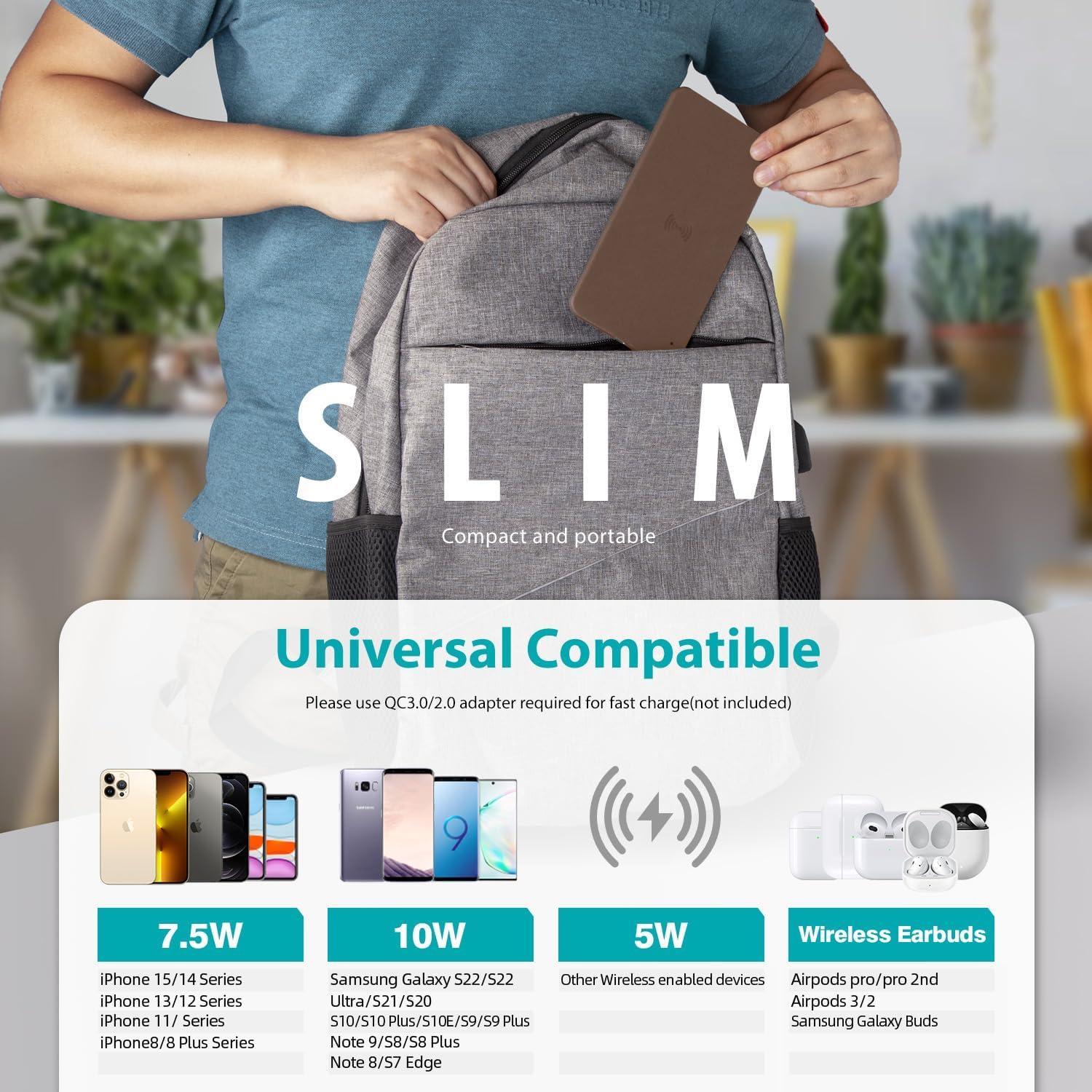 Bandeja de Valet Cargador Inalámbrico Cuir Marrón 4 Compartimentos