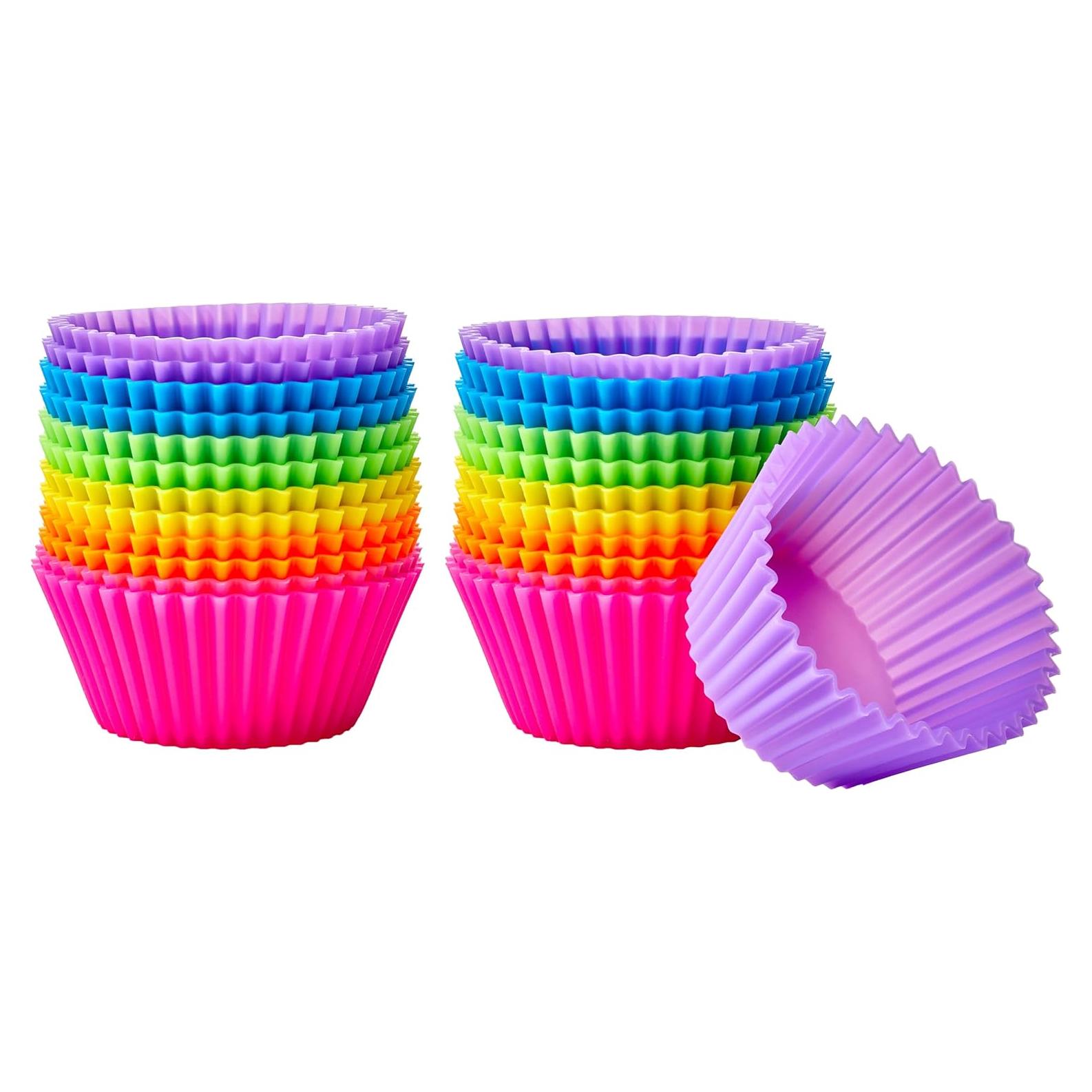 Tazas de Hornear Silicona Reutilizables Amazon Basics 24 Pzas