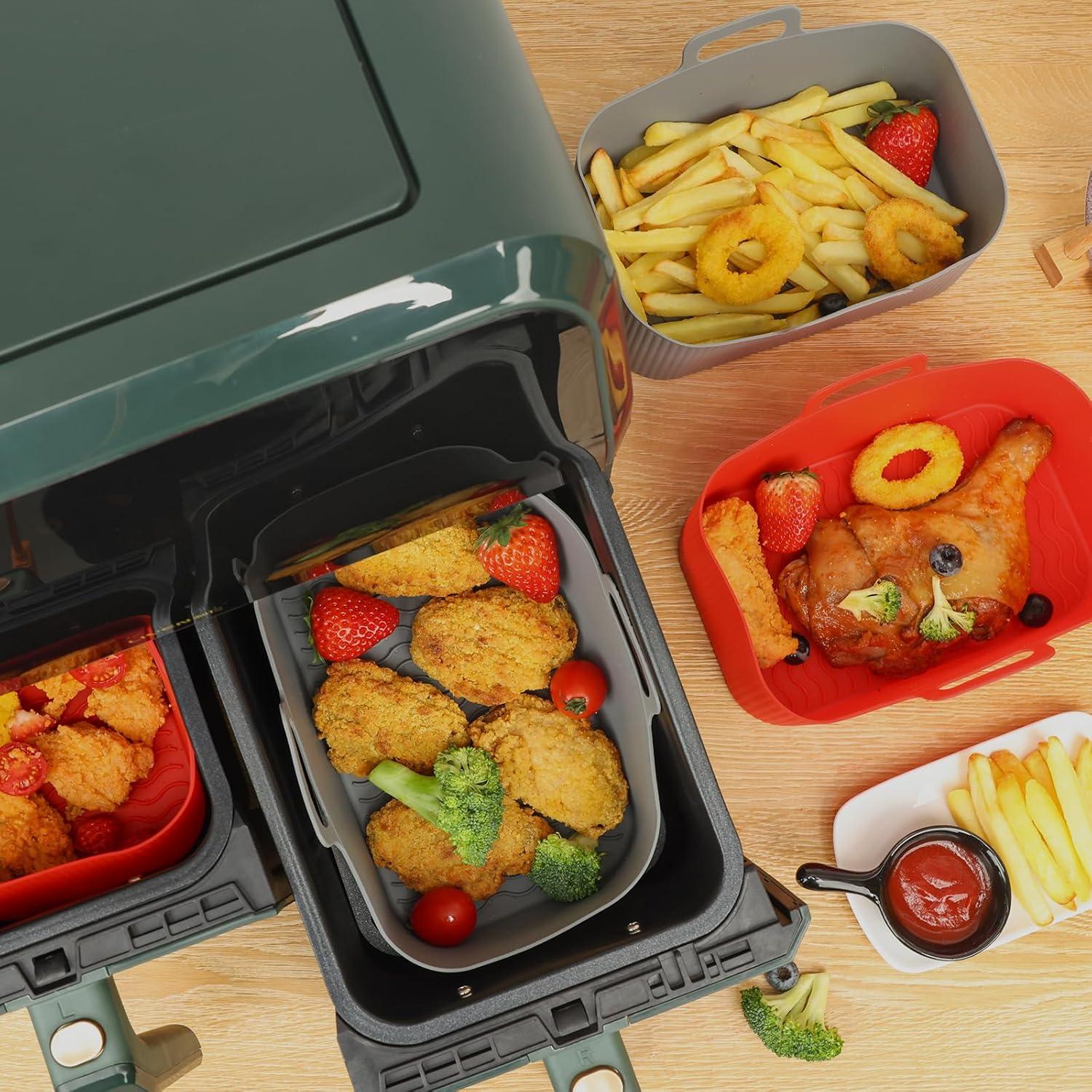 Forros de Silicona Rectangulares 2 Pcs para Freidora 8-10 Qt