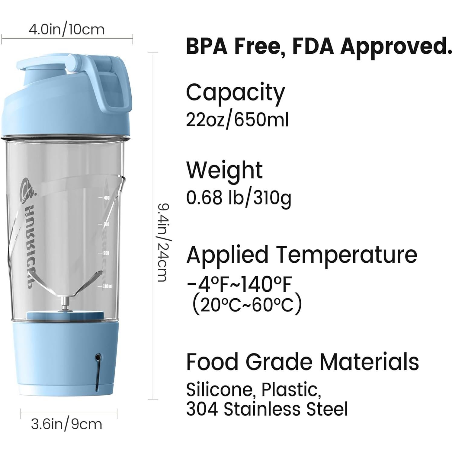 Botella Mezcladora de Proteína WONDER CORE Hurricup 0.63L Azul