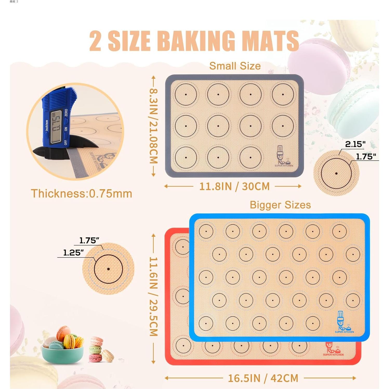 Alfombrilla de Hornear Silicona Antiadherente 3 Piezas