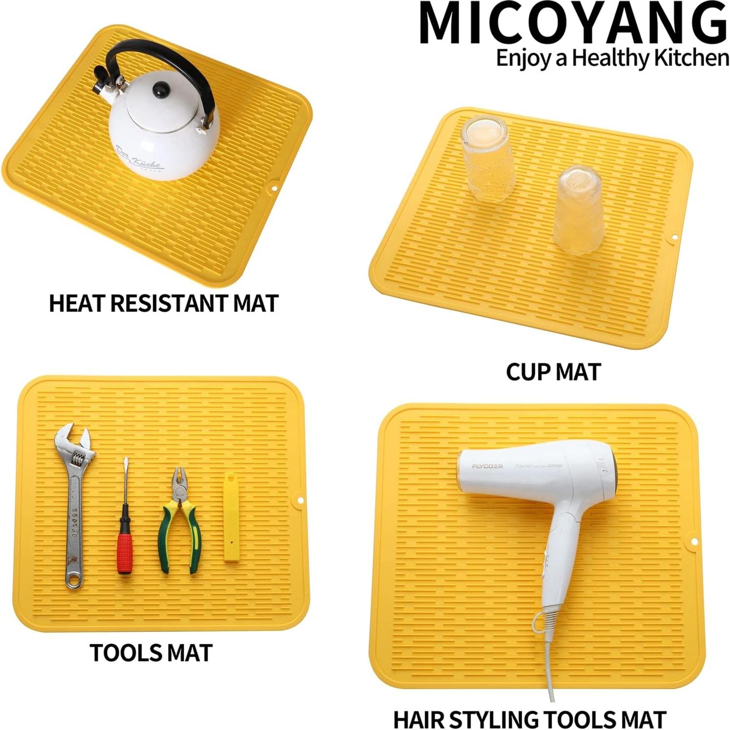 Alfombrilla de Secado de Platos MicoYang XL Amarilla 45x40cm