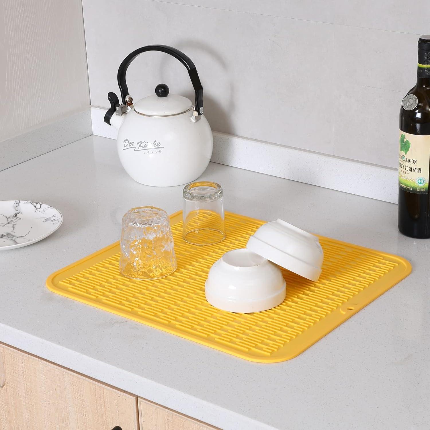 Alfombrilla de Secado de Platos MicoYang XL Amarilla 45x40cm