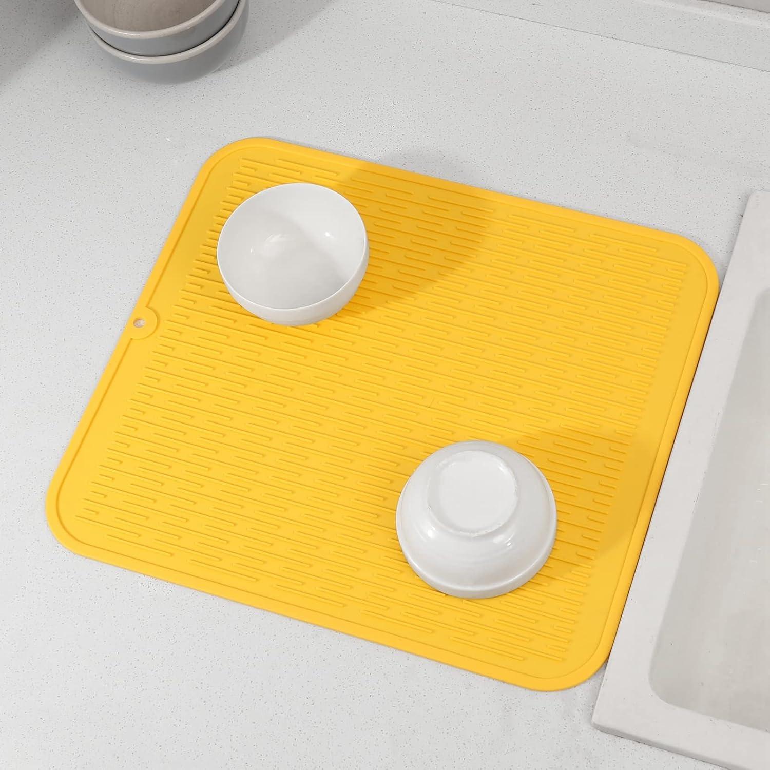 Alfombrilla de Secado de Platos MicoYang XL Amarilla 45x40cm