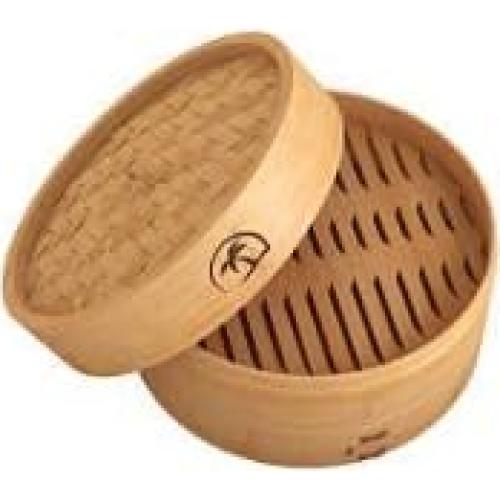 Cesta de vapor de bambú 2 niveles 25,4 cm con tapa y accesorios