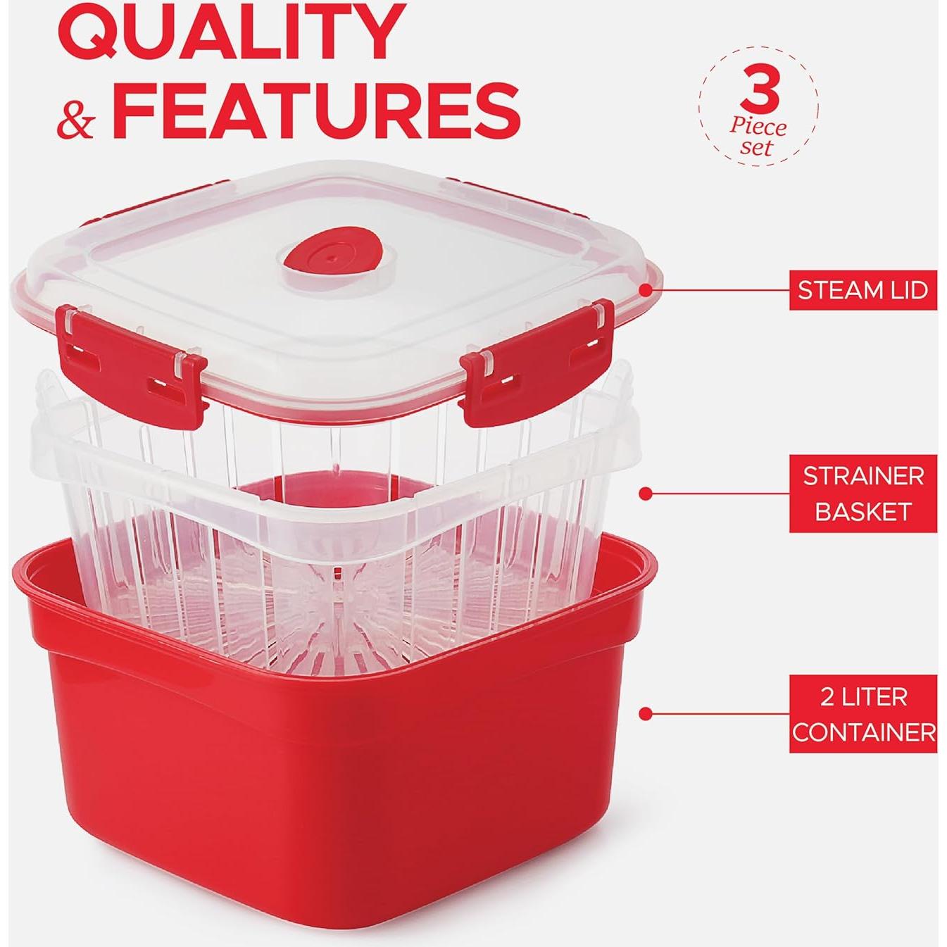 Vaporera de Verduras Tafura 2L con Tapa Hermética y Colador