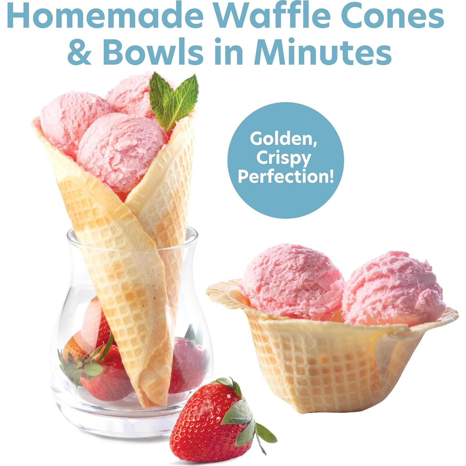 Hacedor de Conos y Cuencos de Waffle CucinaPro 350W Antiadherente