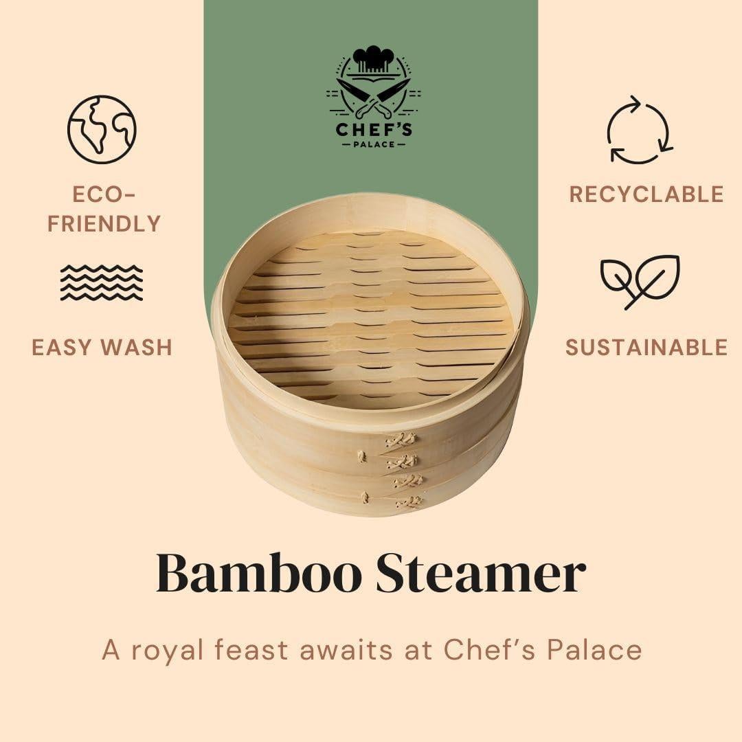 Cesta de Vapor de Bambú 25.4 cm XIANG TENG con Palillos y Accesorios