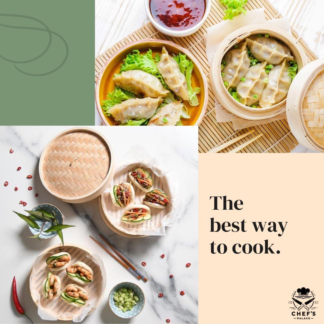 Cesta de Vapor de Bambú 25.4 cm XIANG TENG con Palillos y Accesorios