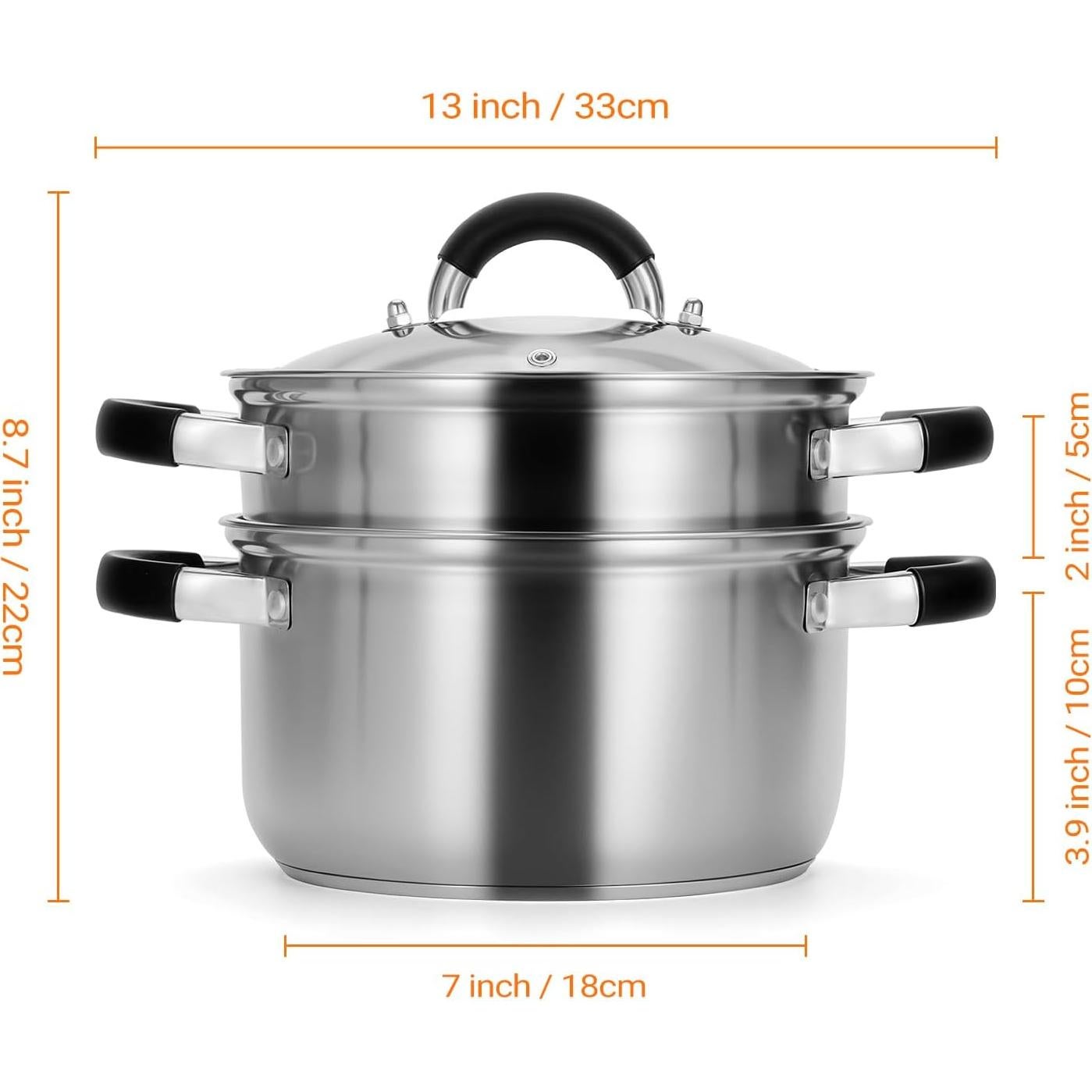 Olla Vapor Kirecoo 3.2QT Acero Inoxidable con Canasta