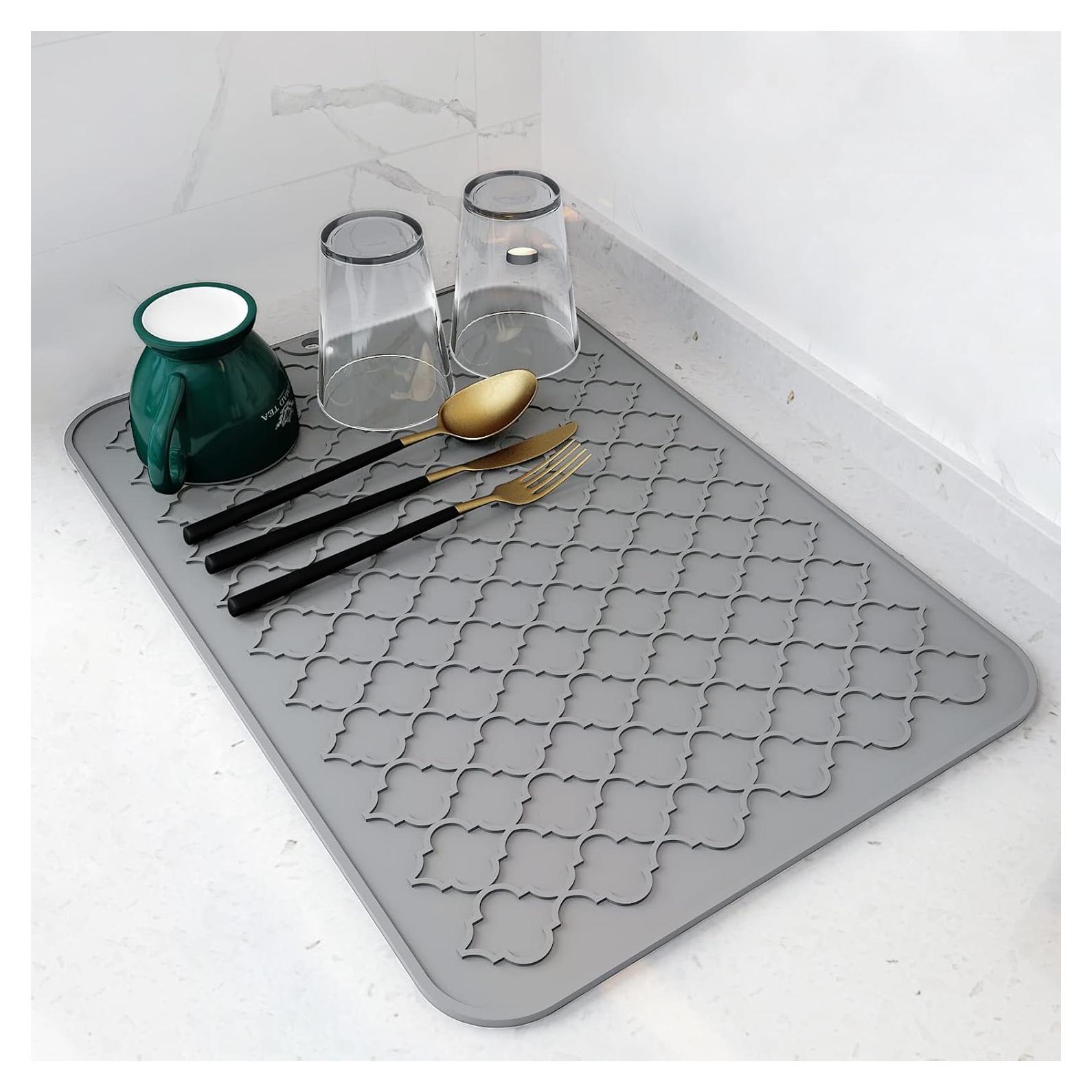 Alfombrilla de Secado de Platos AMOAMI Silicona Gris 30x40 cm