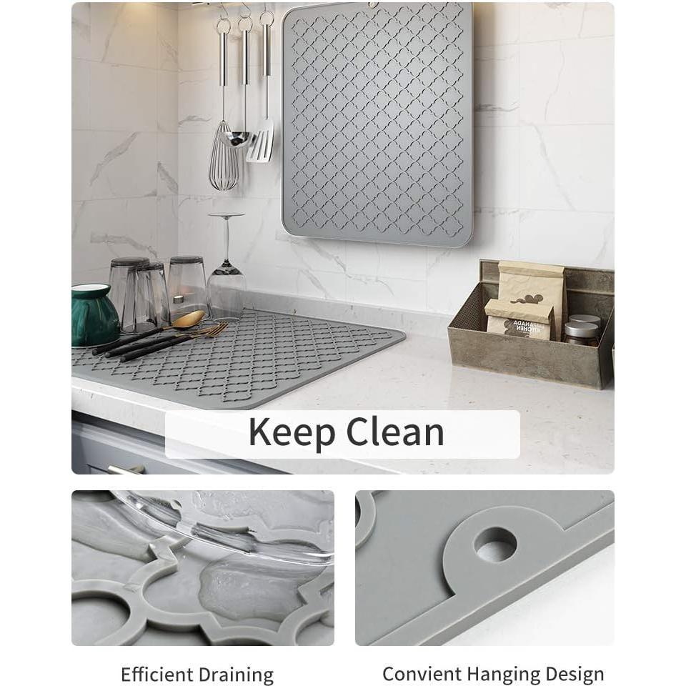 Alfombrilla de Secado de Platos AMOAMI Silicona Gris 30x40 cm