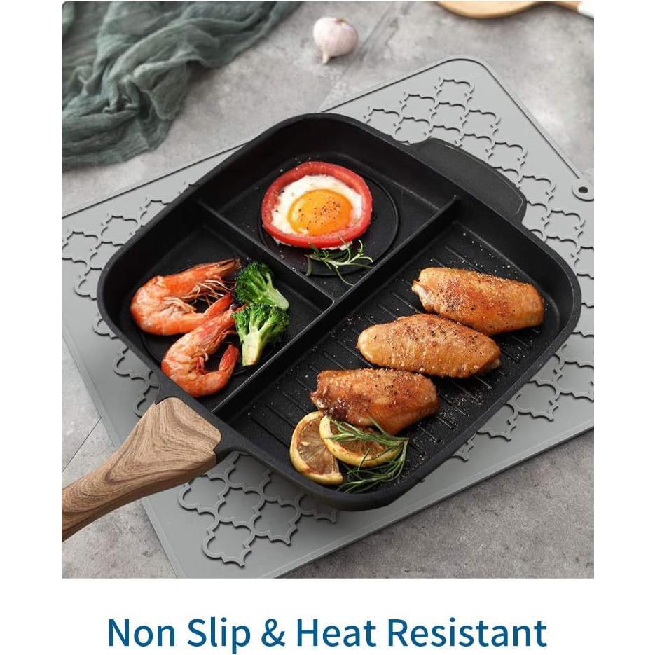 Alfombrilla de Secado de Platos AMOAMI Silicona Gris 30x40 cm