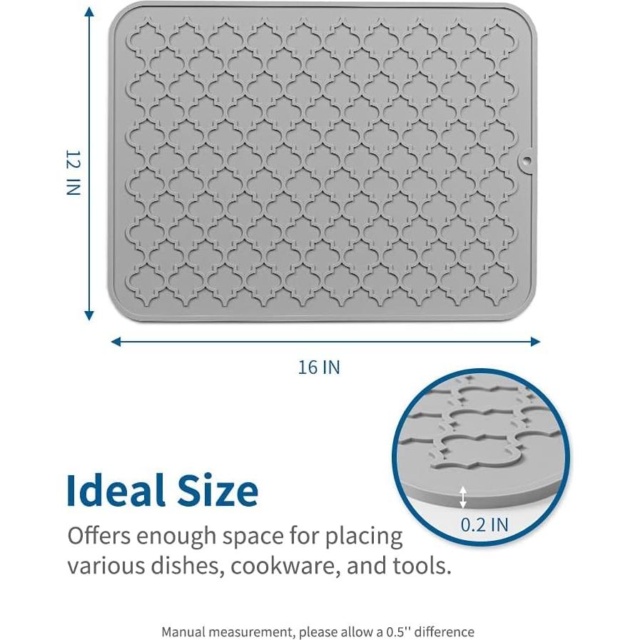 Alfombrilla de Secado de Platos AMOAMI Silicona Gris 30x40 cm