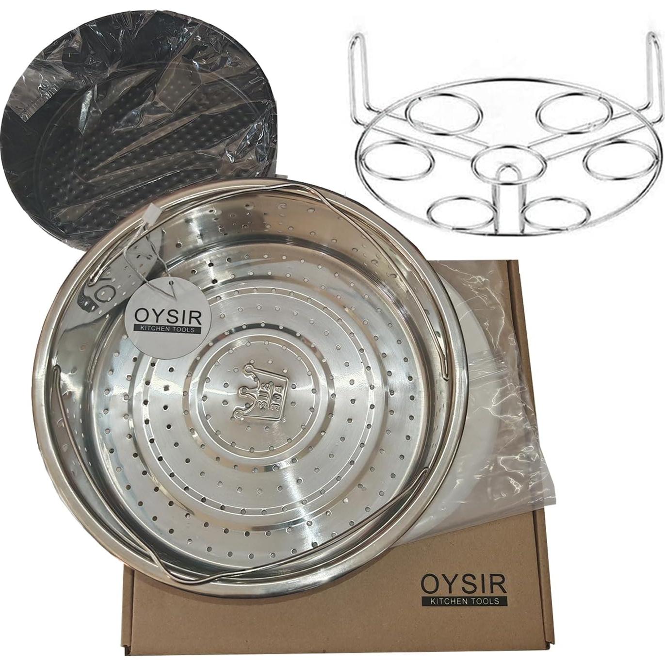 Juego de Cestas de Vapor OYSIR + Soporte para Huevos + Molde 18 cm