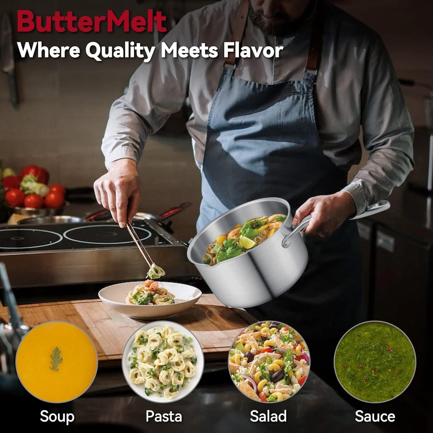 Cacerola de Acero Inoxidable Buttermelt 1.5L con Vaporera