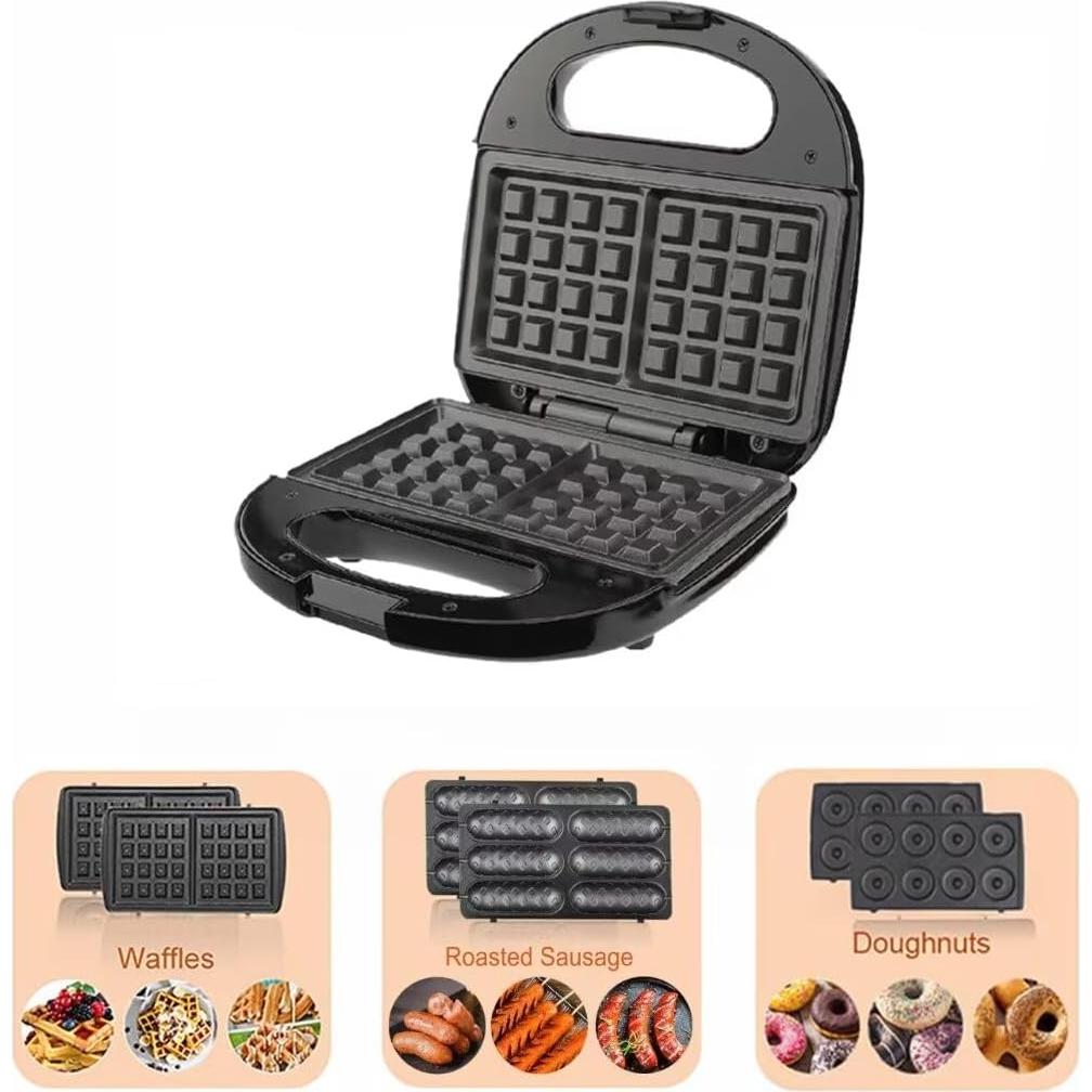 Máquina de Desayuno 3 en 1 JACKGOLD con Placas Intercambiables