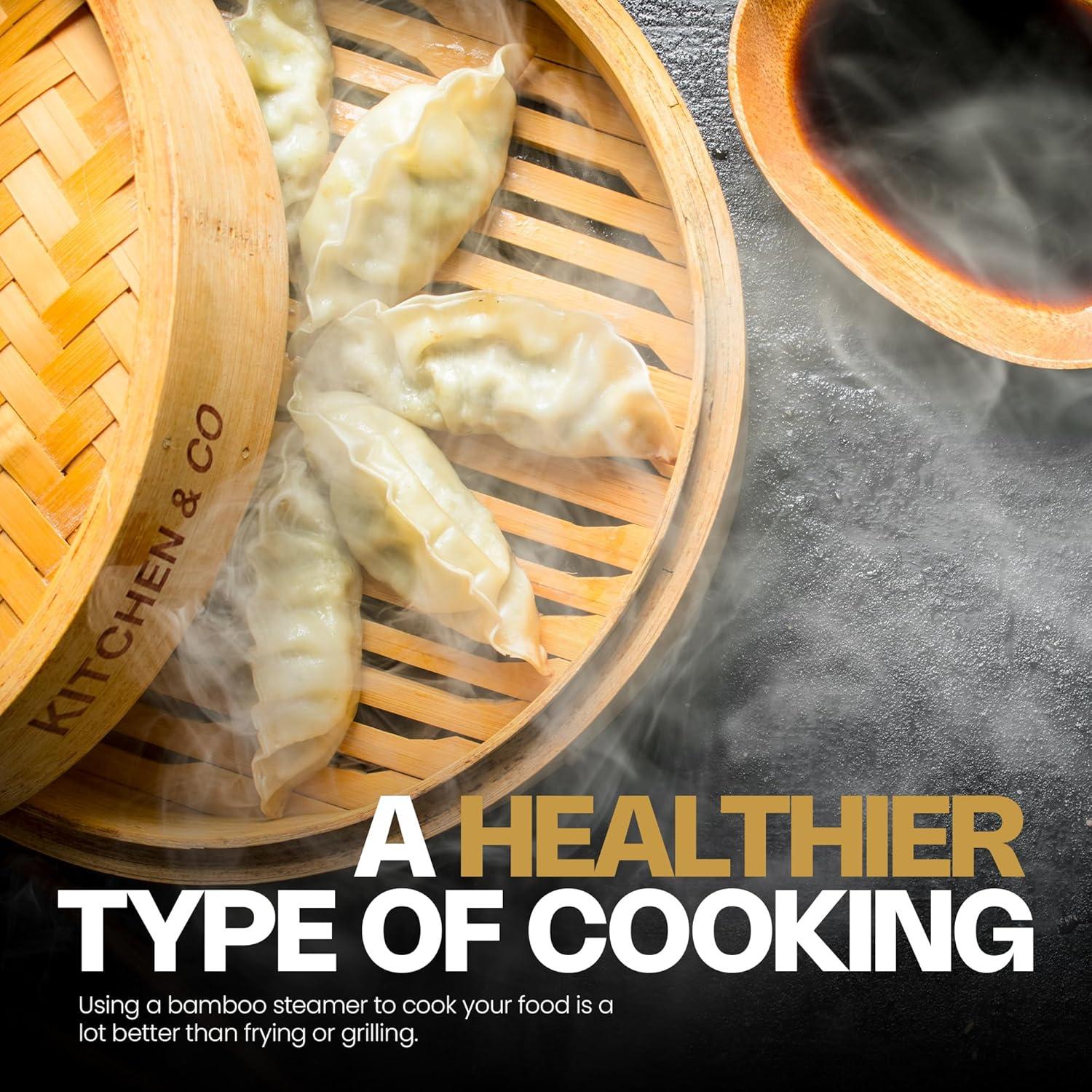 Vaporizador de Bambú 10" Kitchen & Co - Juego Completo 2 Niveles