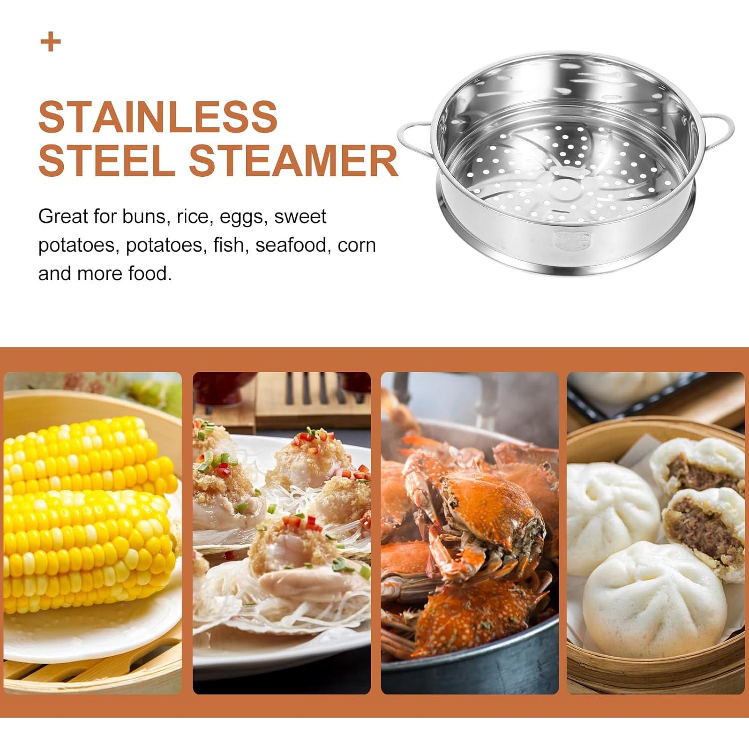 Cesta de Vapor Acero Inoxidable Hemoton 24.9 cm Plata