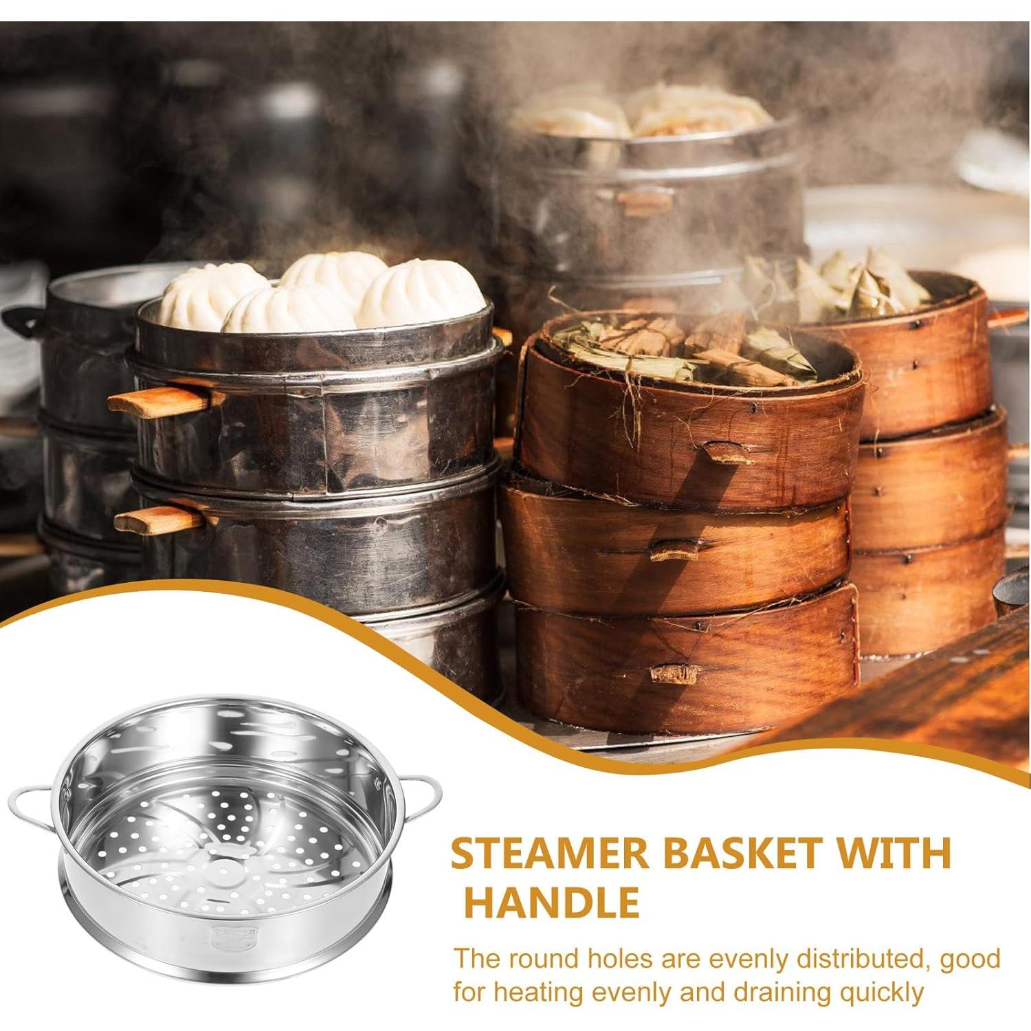 Cesta de Vapor Acero Inoxidable Hemoton 24.9 cm Plata