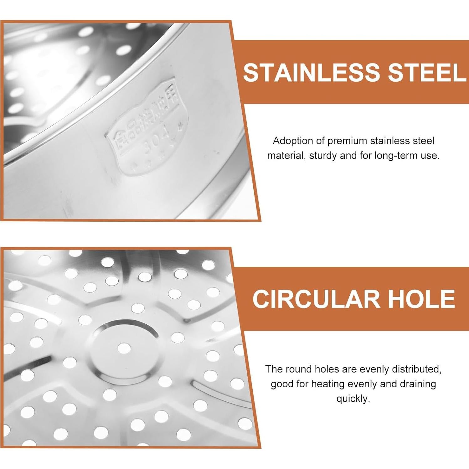 Cesta de Vapor Acero Inoxidable Hemoton 24.9 cm Plata