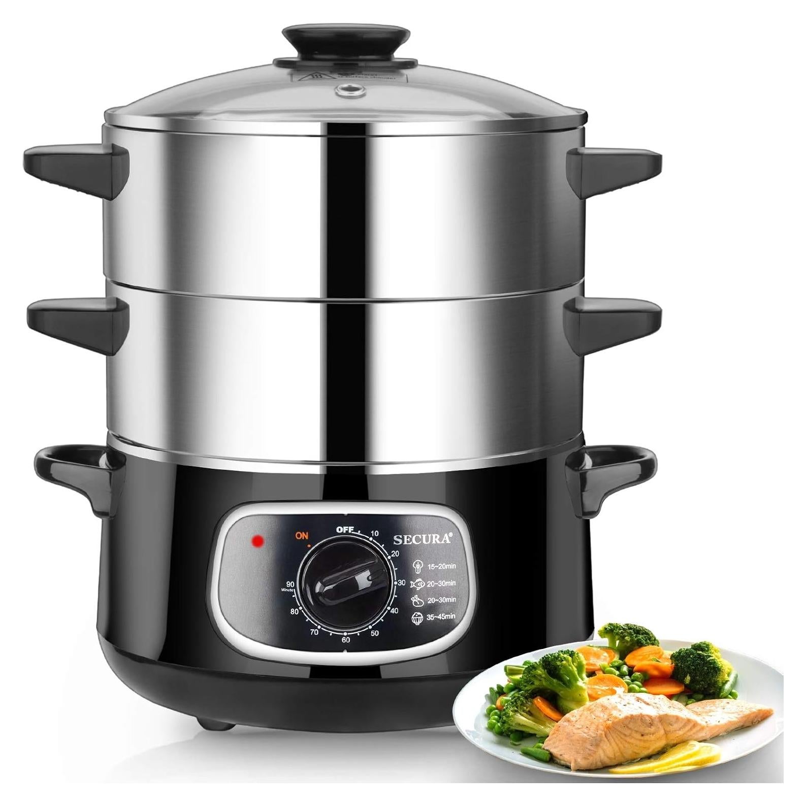 Vaporera Eléctrica Secura de Acero Inoxidable 8.06L 800W