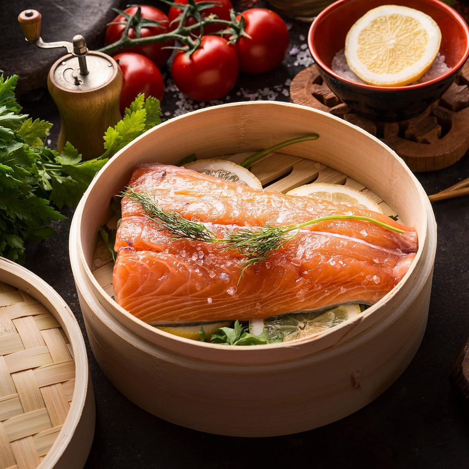 Conjunto de Cestas de Vapor de Bambú 2 Niveles 25.4 cm Tessco