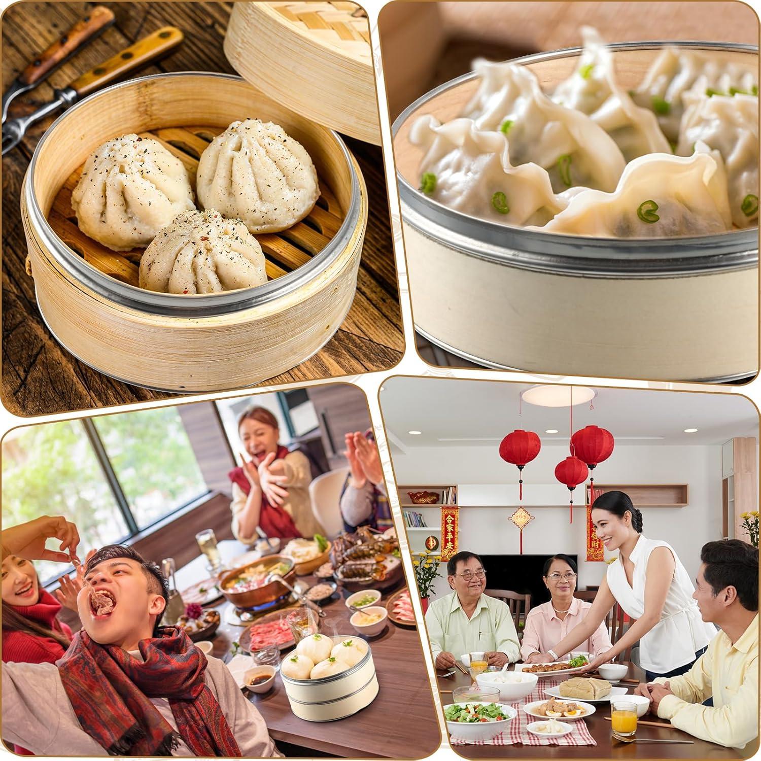 Conjunto de Cestas de Vapor de Bambú 2 Niveles 25.4 cm Tessco