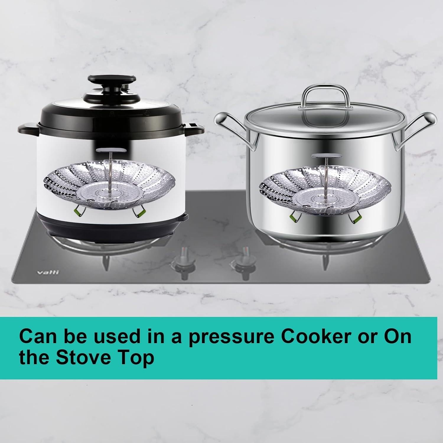 Cesta de Vapor Ajustable Acero Inoxidable Puluru 13-23 cm