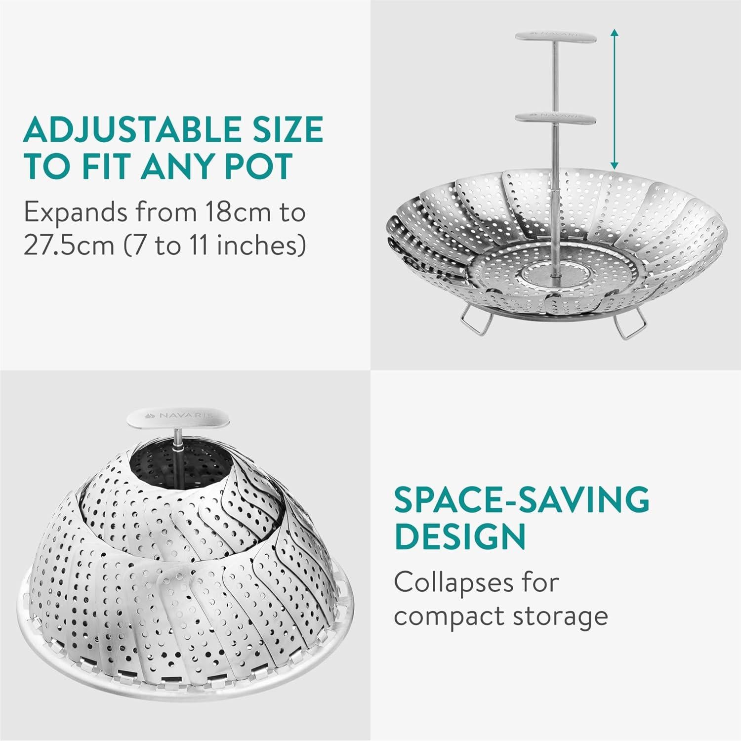 Cesta de Vapor de Verduras Navaris 2 Niveles Acero Inoxidable